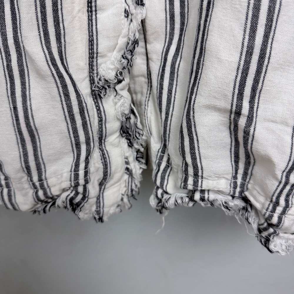 Pilcro Anthropologie Striped Linen Ruffle Button Front Midi Dress White Blue 6 - Picture 6 of 13